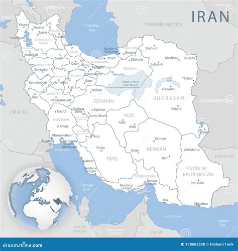 Mapa Detallado Del Irán Y Las Divisiones Administrativas Y La Ubicación