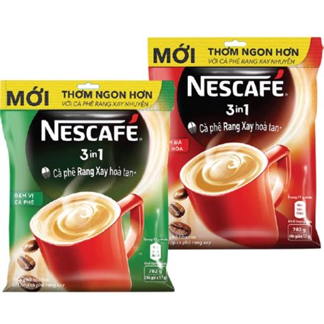 Nescafe bịch 46 gói xanh hoặc đỏ Nestle cafe sữa đá Nescafe 3 in 1