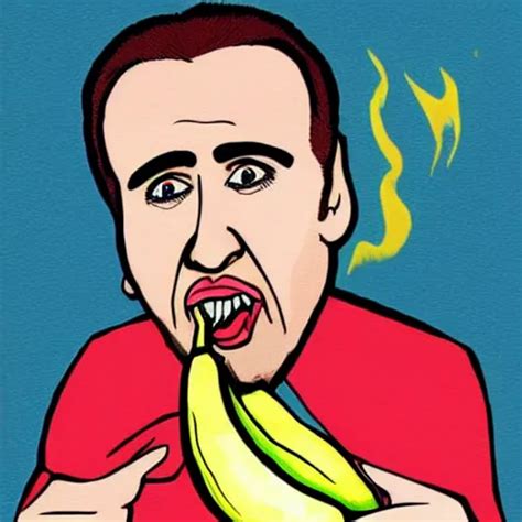 Caricature Of Nicolas Cage Eating A Banana Stable Diffusion Openart