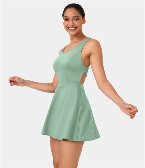 Crisscross Backless Plain 2 Piece Barre Ballet Dance Flared Dress Venus