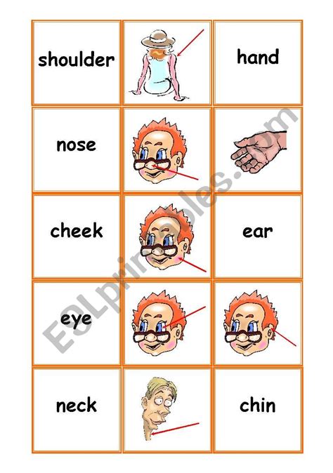 Body Part Dominoes Esl Worksheet By Sue1234