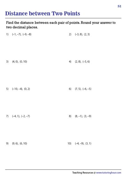 Distance Between Two Points Worksheet Worksheets Library