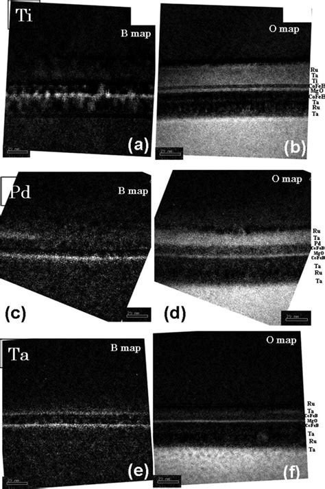 Energy Filtered Elemental Mapping Of B And O Of The Ti A B Pd C D