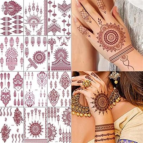 Amazon Xmasir Sheets Brown Henna Tattoo Kit Waterproof Henna