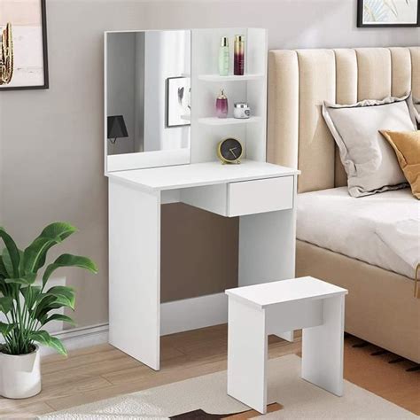 Clipop Coiffeuse Moderne Avec Tabouret Et Miroir Avec Tiroir Et Tagre