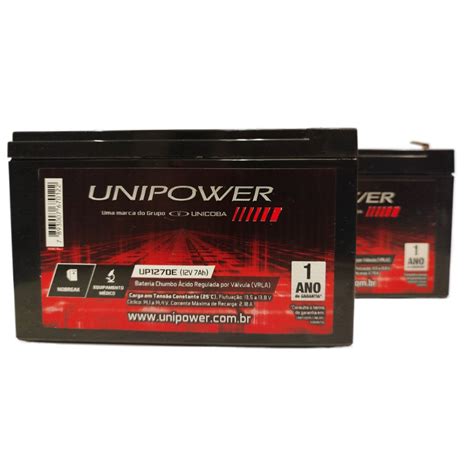 Bateria Selada UNIPOWER Vrla 12v 7ah E 9ah Alarme UPS Nobreak