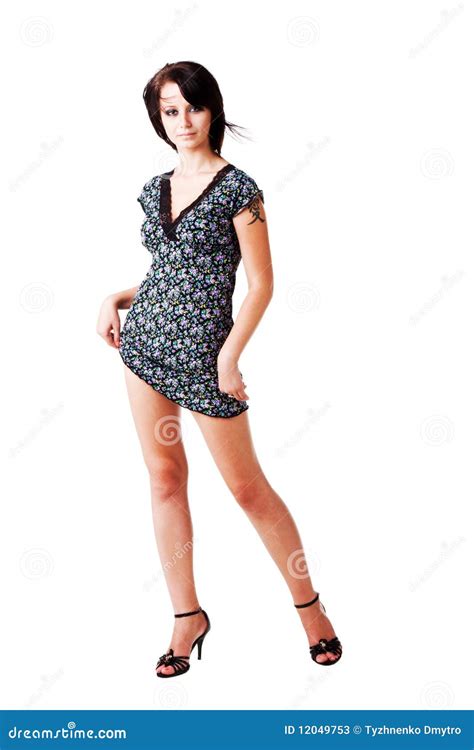 Jeune Fille Avec Du Charme Dans Une Robe Courte Image Stock Image Du