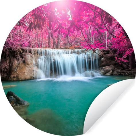 Behangcirkel Waterval Boom Roze 50x50 Cm Zelfklevend Behang