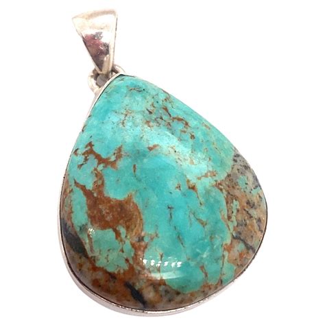 Jm Sterling Silver Green Turquoise Pendant At 1stdibs Jm Sterling