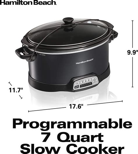 Hamilton Beach Programmable Slow Cooker With Three Temperature Settings 7 Quart Lid Latch