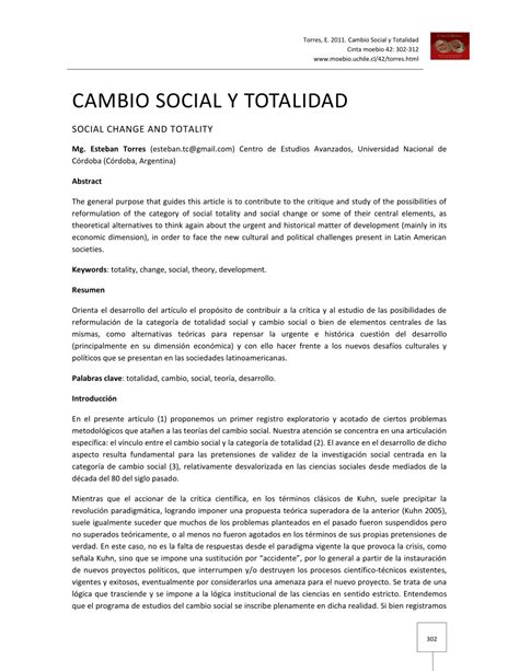 Pdf Cambio Social Y Totalidad