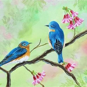 Acrylic Painting on Canvas , Eastern Bluebird , Original Acrylic Painting , Canvas Wall Art ...