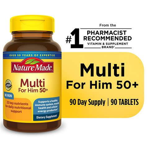 Nature Made Men's Multivitamin 50+ Tablets, 90 Count - Walmart.com