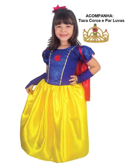 Fantasia Infantil Vestido Branca De Neve Tiara E Par Luvas Elo7