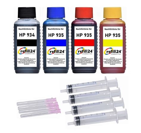 refill24 Nachfüllset für HP 934 HP 935 400 ml Nachfüll Tinte für