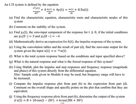 Solved An LTI system is defined by the equation dºyệt 4 Chegg