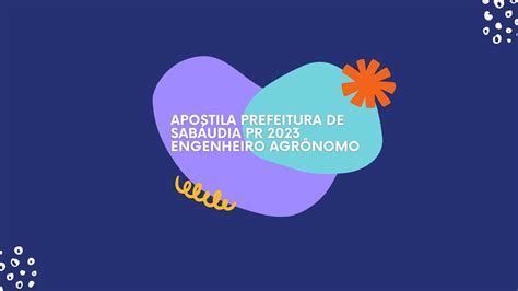 Apostila Prefeitura de Sabáudia PR 2023 Engenheiro Agrônomo YouTube