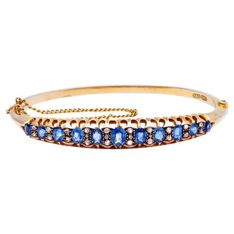 Christian Dior Sapphire Diamond Yellow Gold Bangle Bracelet At 1stdibs