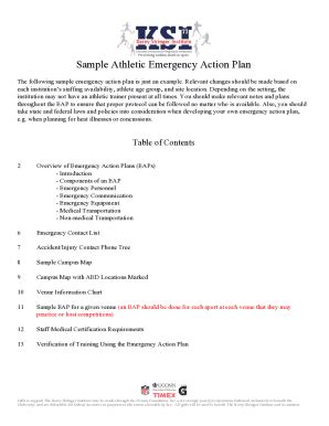 Fillable Online Sample Athletic Emergency Action Plan HomeTeamsONLINE