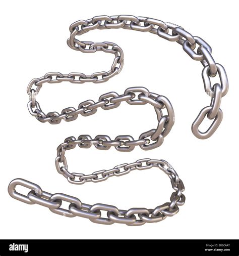 Metal Chain Curved 3d Rendering Illustration Isolated On White