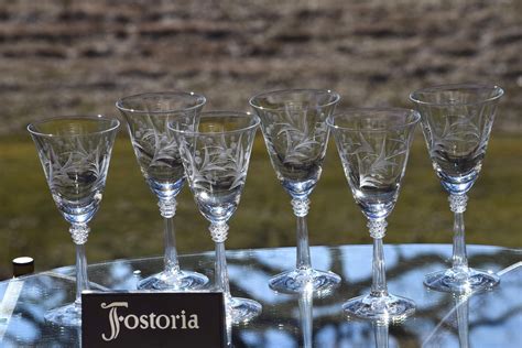 Vintage Etched Crystal Wine Glasses, Set of 6, Fostoria, Cynthia, circa ...