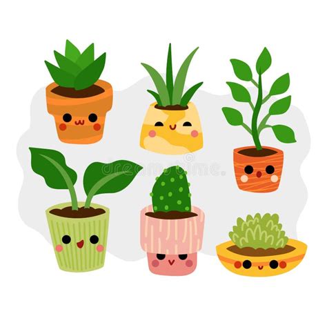 Ilustração Do Vetor De Desenho Animado Para Crianças Plantas Domésticas