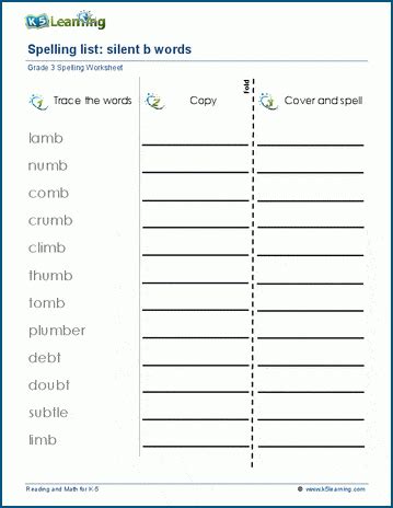 Spelling List Silent Letters K Learning