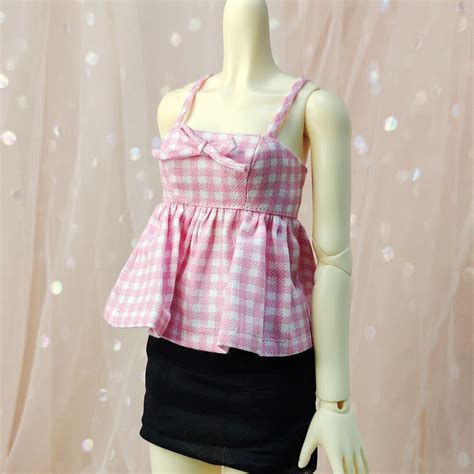 Bjd Clothes Msd Pink Sleeveless Gingham Top Msd Casual Clothes