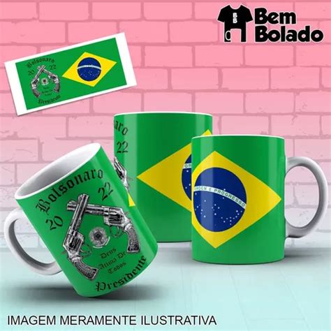 Caneca Bolsonaro Presidente 2022 Bandeira Do Brasil Parcelamento Sem