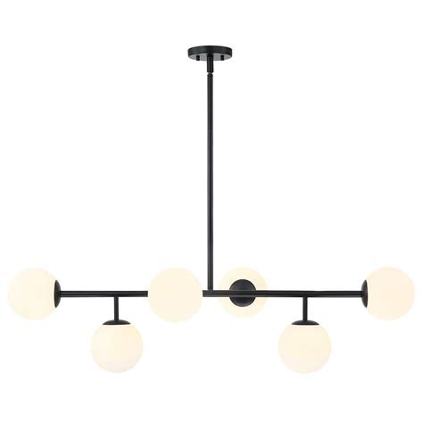 TRUE FINE Sphere 6-Light Black Modern Linear Chandelier with Globe ...