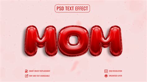 Mom Red Balloon Text Effect 45984785 Psd