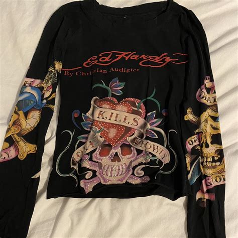 Ed Hardy ‘love Kills Slowly Long Sleeve Top Depop