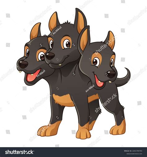 Cute Little Cerberus Cartoon Illustration - Royalty Free Stock Vector 2201794793 - Avopix.com