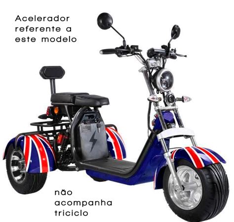 Acelerador e manopla botão ré para triciclo scooter eletrica