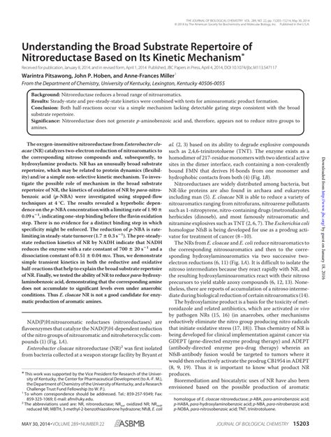 PDF Understanding The Broad Substrate Repertoire Of Nitroreductase