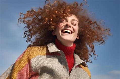 Premium Photo Portrait Of A Beautiful Young Woman With Red Curly Hair