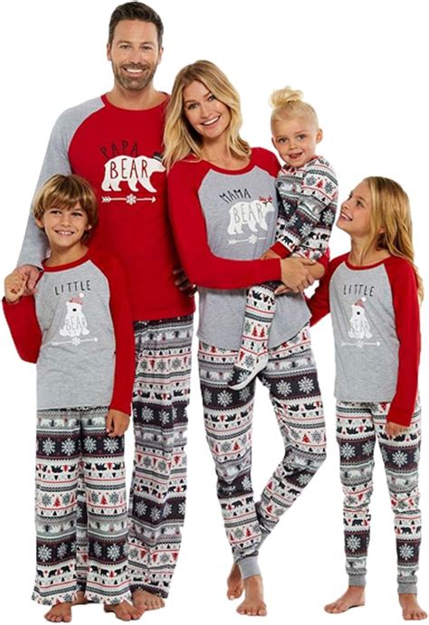 Loalirando Familie Schlafanzug Cartoon Bär Pyjama Weihnachten Baby