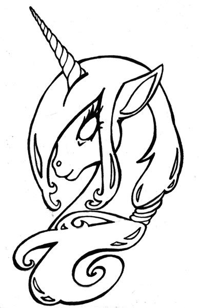 Free Cartoon Outline Unicorn Portrait Tattoo Design Tattooimages Biz