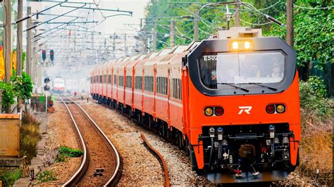 台鐵新型電力機車頭e500牽引莒光車廂試運轉8771次振興陸橋下通過 20240130 Youtube