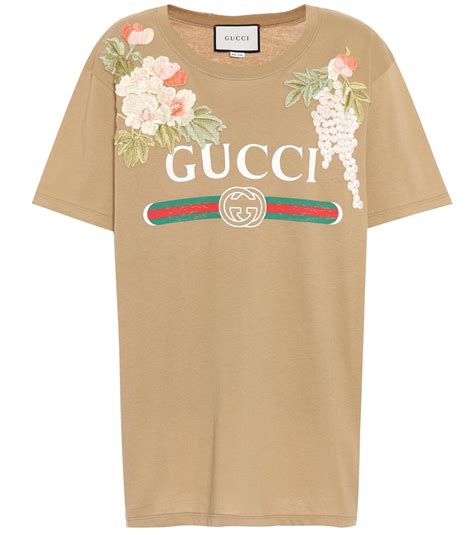 Gucci Embroidered Cotton T Shirt In Brown Lyst