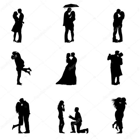 Illustration De Vecteur Noir Silhouette Couples D Amoureux Image