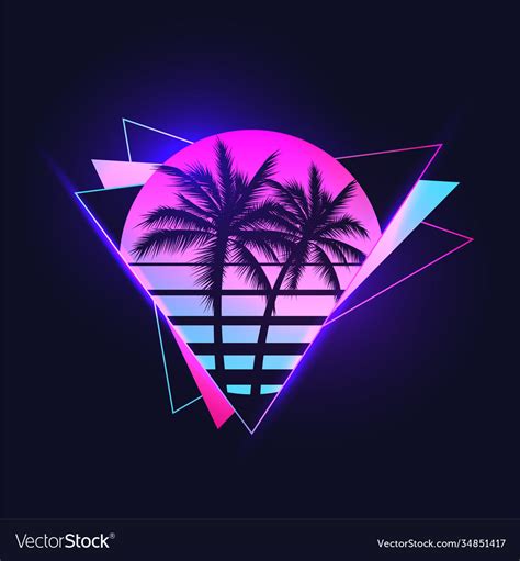 Retrowave Or Synthwave Vaporwave Aesthetic Vector Image