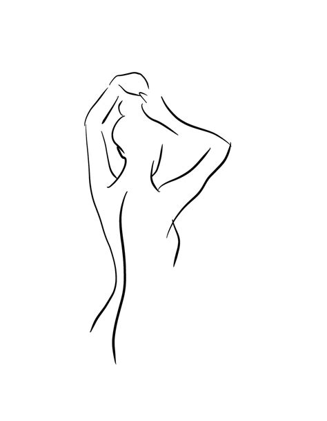 Set Of 5 Line Drawing Woman Figure Abstract Interior Etsy