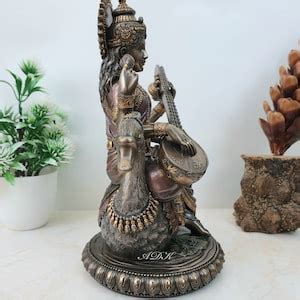 Saraswati Statue Sarasvati Statue Cm Bonded Bronze Etsy