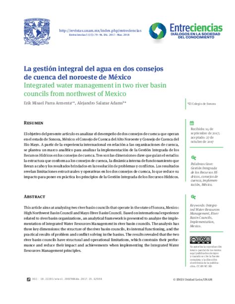 Pdf La Gestión Integral Del Agua En Dos Consejos De Cuenca Del Noroeste De México Erik