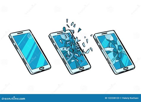 Smartphone Whole, Cracked Glass and the Phone is Broken Stock Vector ...