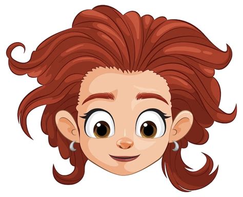 Premium Vector Cheerful Redhead Girl Cartoon Portrait