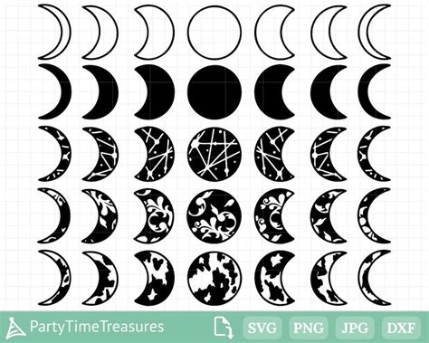 Moon Phases Svg Lunar Phases Svg Crescent Moon Svg Etsy Clock