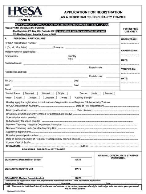 2014 2022 Za Hpcsa Form 9 Fill Online Printable Fillable Blank