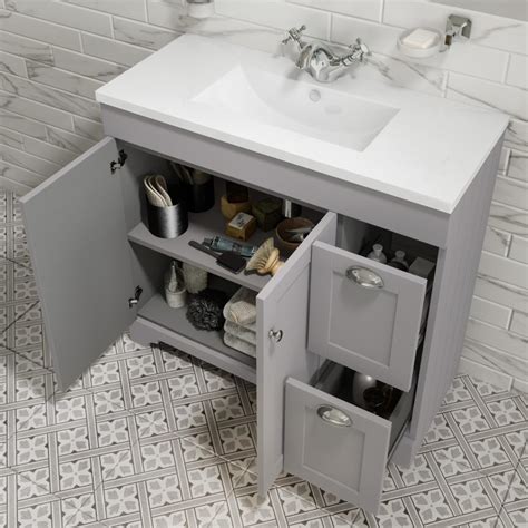 900mm Grey Freestanding Vanity Unit With Basin Baxenden Best Bath Items At Affordable Prices